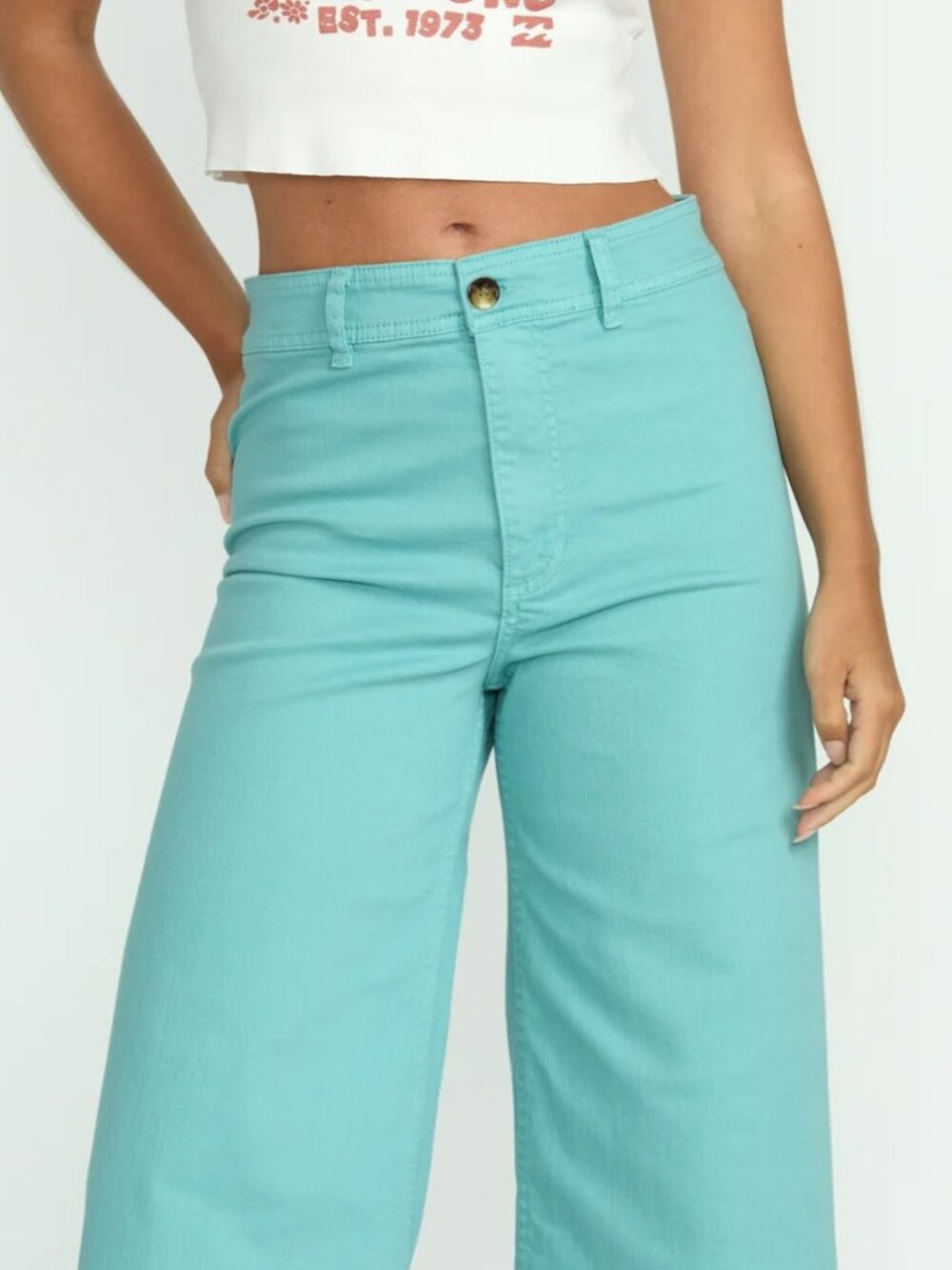 Billabong Free Fall High-Waist Twill Pants - Misty Blue
